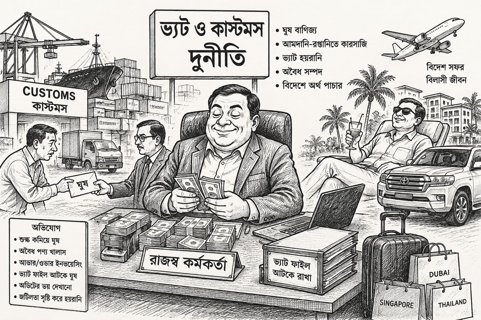 দুর্নীতিবাজ ১০০ কাস্টমস্ কর্মকর্তা